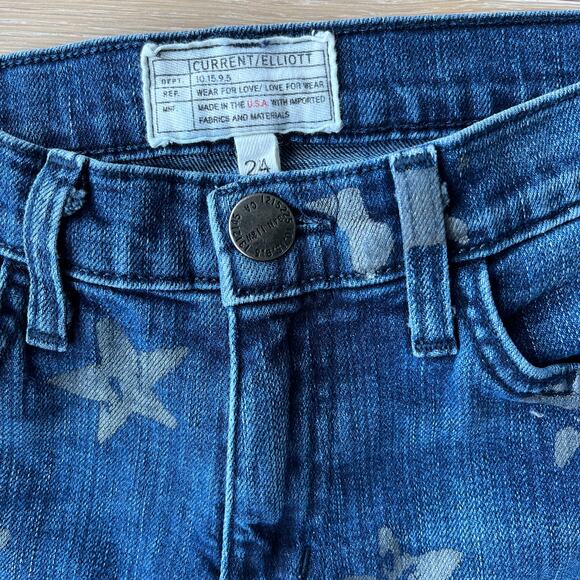 Current/Elliott Rollin Star Print Slim Cropped Jeans - Picture 4 of 5
